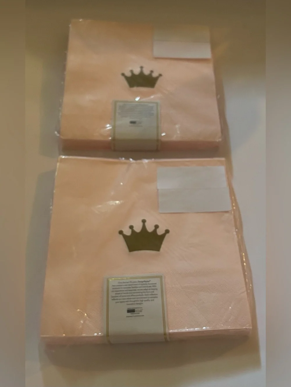 New 64 Gold Crown Pink Napkins 6 1/2” House of Black Magic 3 Ply